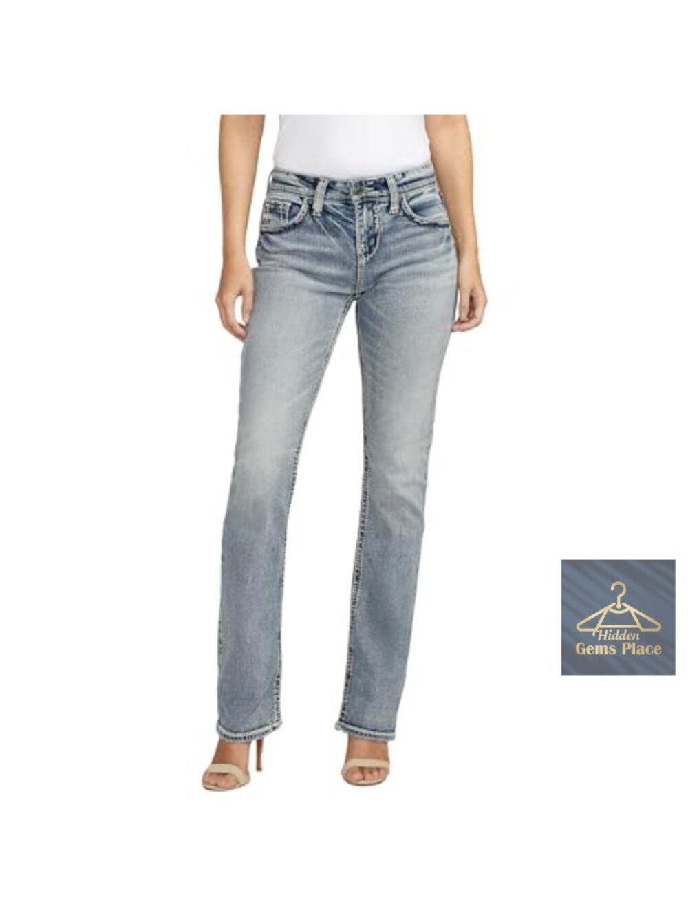Silver Suki Mid Rise Curvy Fit Slim Bootcut Jeans Cotton Elastane Denim 5-Pocket